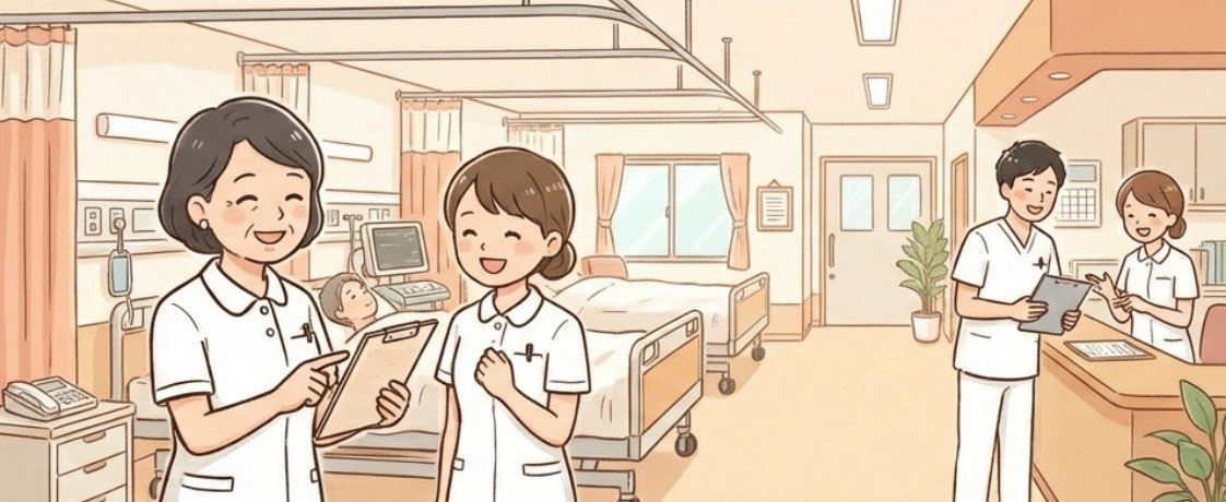 本来のケア業務に集中でき、笑顔で働く看護スタッフ